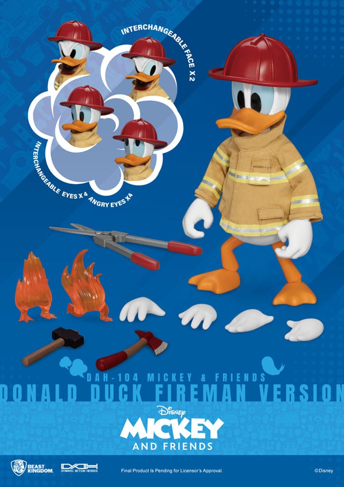 Mickey & Friends Dynamic 8ction Heroes Action Figure 1/9 Donald Duck / Mickey Mouse Fireman 24 cm