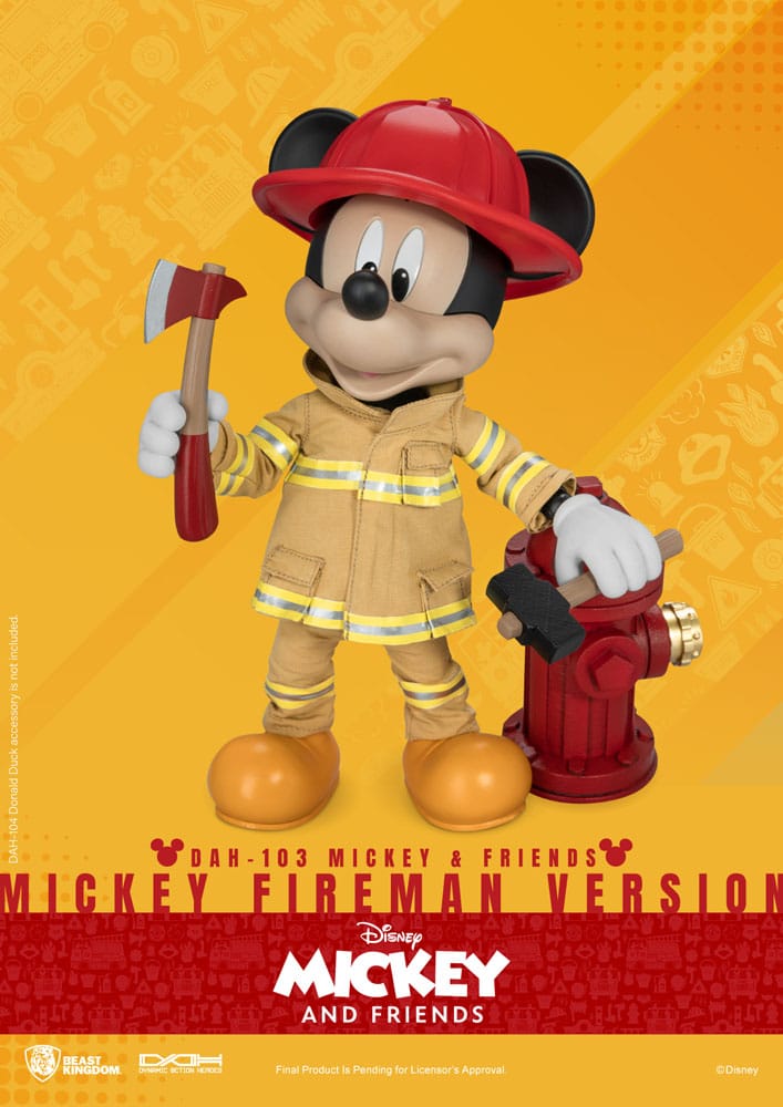 Mickey & Friends Dynamic 8ction Heroes Action Figure 1/9 Donald Duck / Mickey Mouse Fireman 24 cm