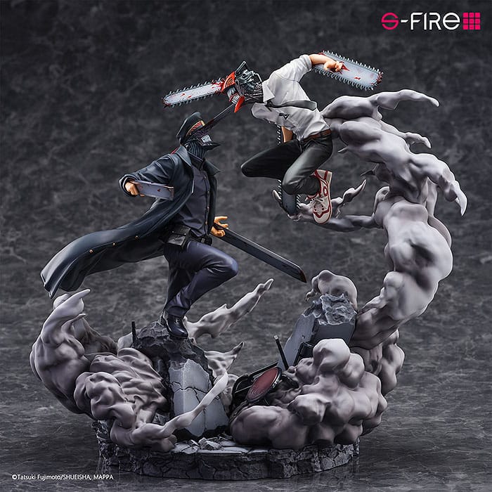 Chainsaw Man Statue Super Situation Figure Chainsaw Man vs. Samurai Sword 26 cm