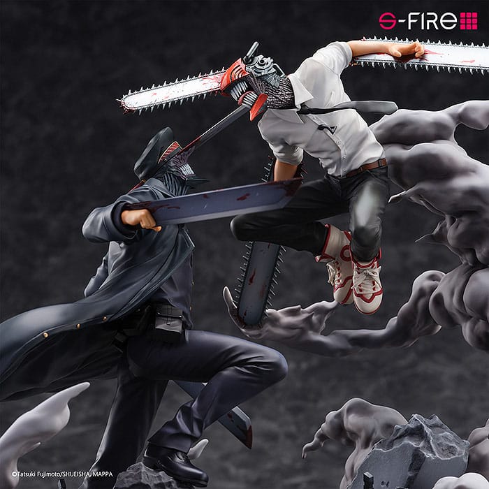 Chainsaw Man Statue Super Situation Figure Chainsaw Man vs. Samurai Sword 26 cm