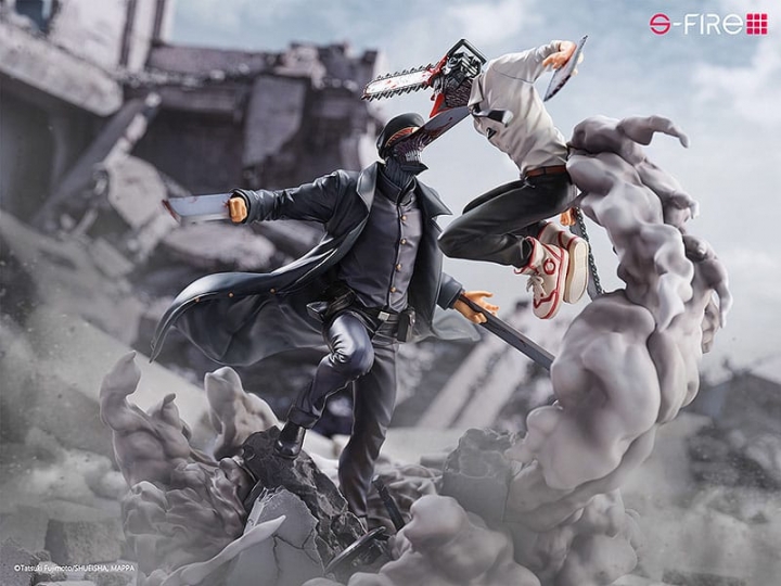 Chainsaw Man Statue Super Situation Figure Chainsaw Man vs. Samurai Sword 26 cm