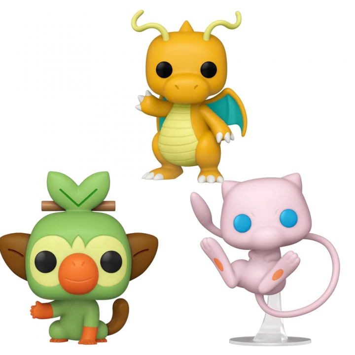 Pokemon POP! Games Vinyl Figure Grookey / Dragonite / Mew EMEA 9 cm