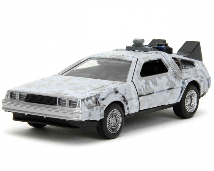 Hollywood Rides: Back To The Future Part 1-3 De Lorean Frost Effect / Delorean Railroad Wheels 1:32