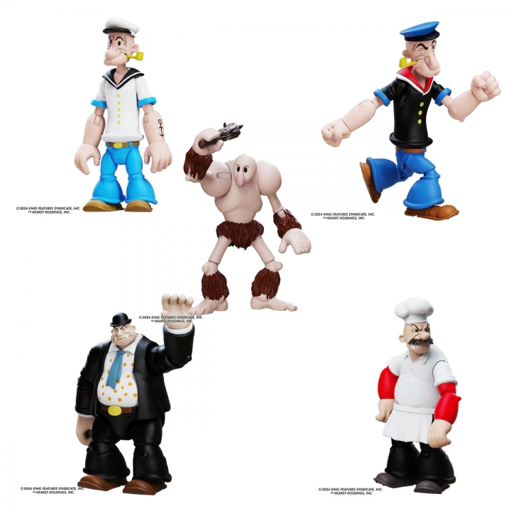 Popeye Wave 3 Action Figure Goon / Popeye Black Shirt / Popeye White Shirt / Rough House / Toar /