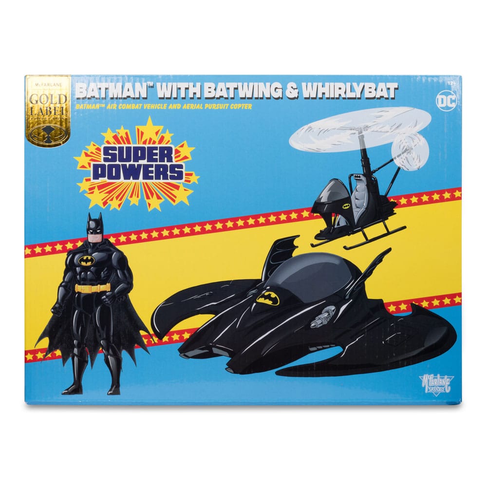 DC Direct Super Powers Pack of 3 Batman Black Suit, The Whirly & The Batwing Gold Label SDCC 13 cm