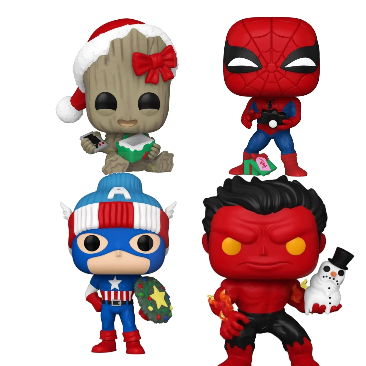 Marvel POP! Vinyl Figure Holiday Groot / Red Hulk / Captain America / Spider-Man 9 cm