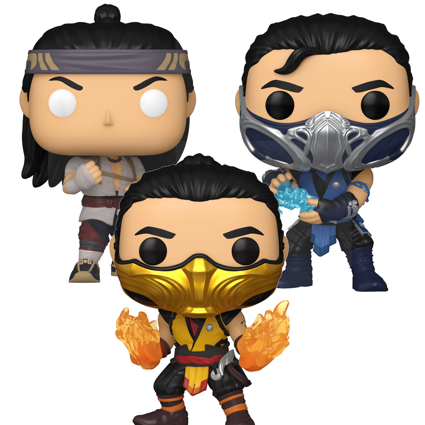 Mortal Kombat POP! Games Vinyl Figure Liu Kang (God of Fire) / Sub Zero / Scorpion 9 cm