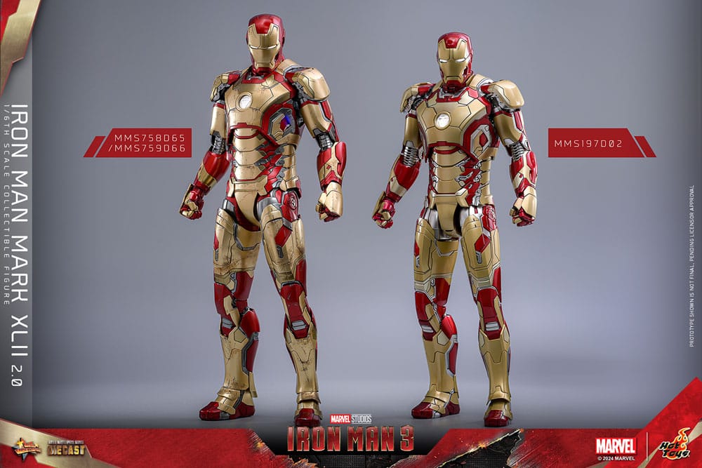 Iron Man 3 Movie Masterpiece Diecast Action Figure 1/6 Iron Man Mark XLII (2.0) 32 cm