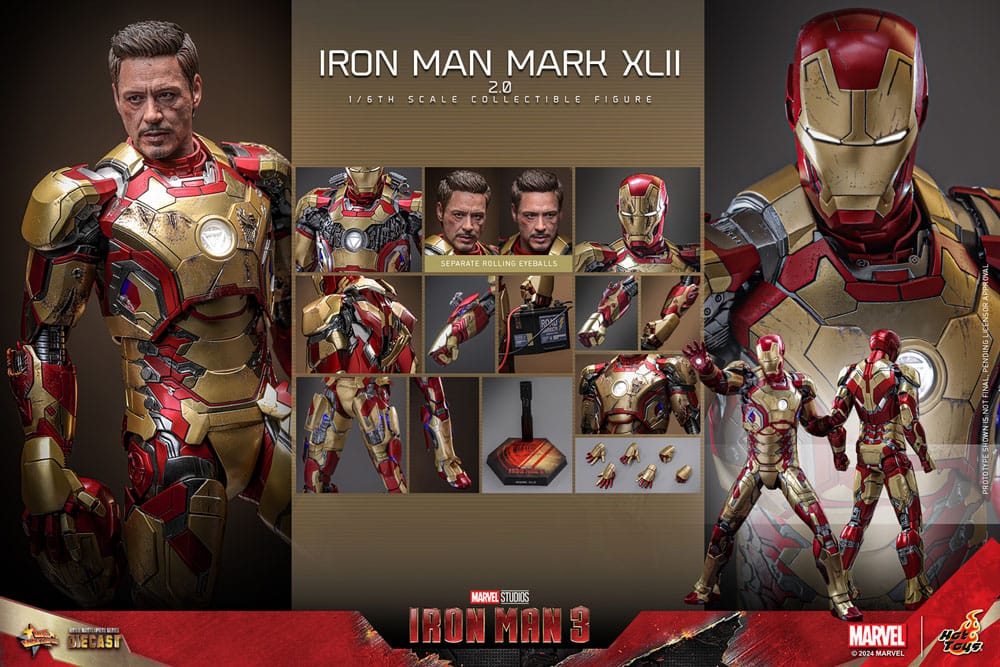 Iron Man 3 Movie Masterpiece Diecast Action Figure 1/6 Iron Man Mark XLII (2.0) 32 cm