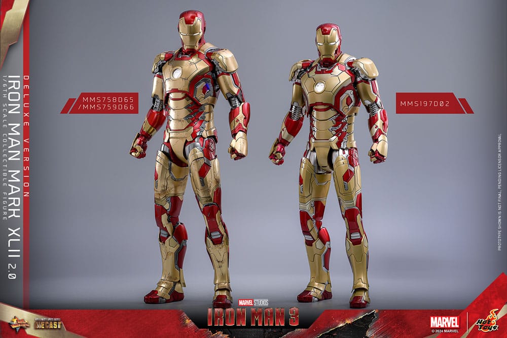 Iron Man 3 Movie Masterpiece Diecast Action Figure 1/6 Iron Man Mark XLII (2.0) Deluxe 32 cm