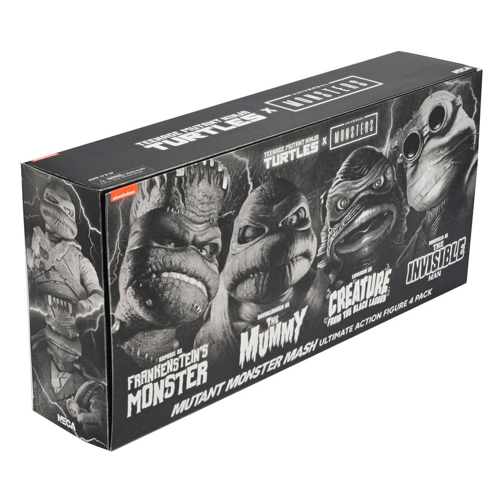 Universal Monsters x Teenage Mutant Ninja Turtles Action Figures 4-Pack Turtles Black & White 18 cm