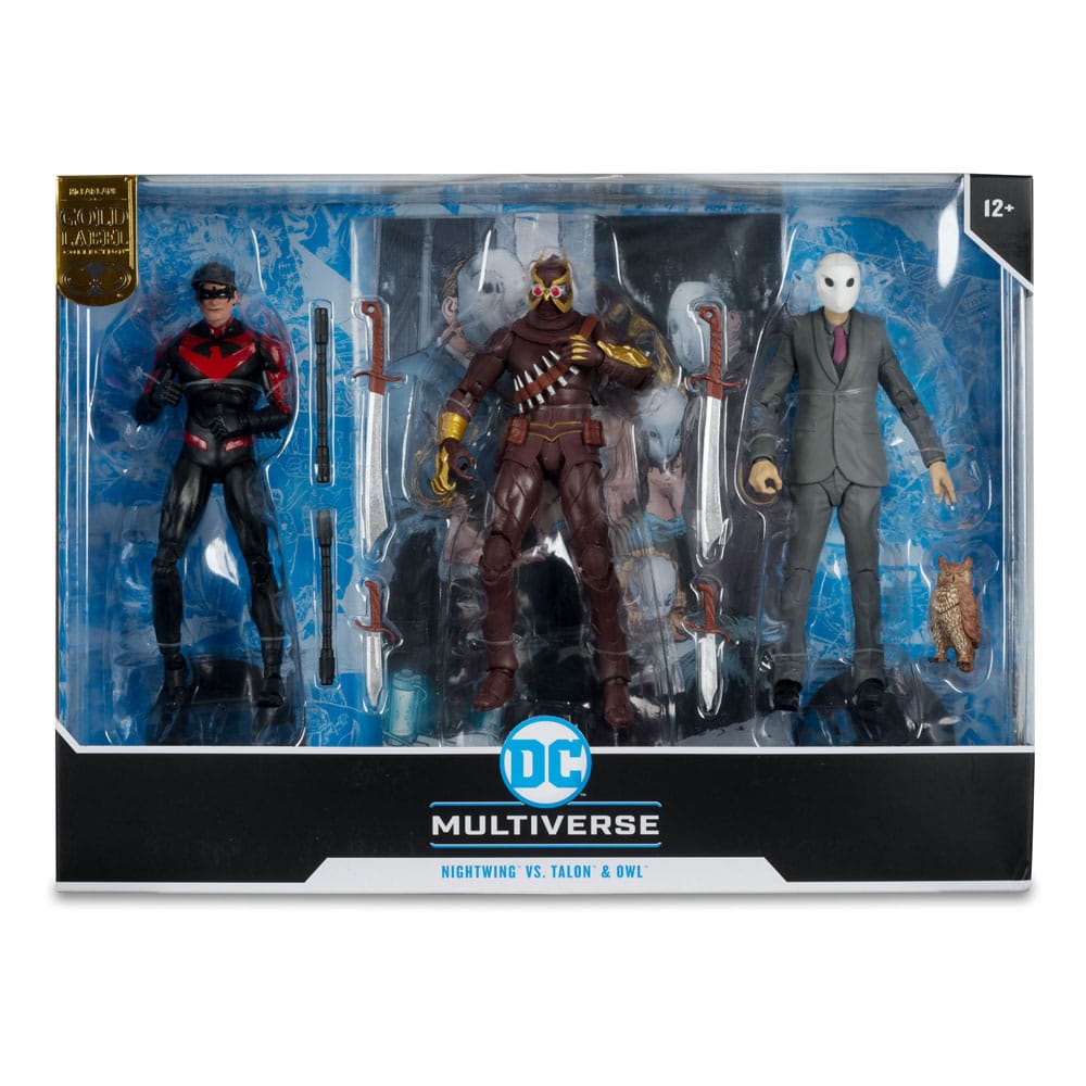 DC Multiverse  3-Pack Nightwing vs. Talon & Owl (Batman: The Court of Owls) (Gold Label) 18 cm