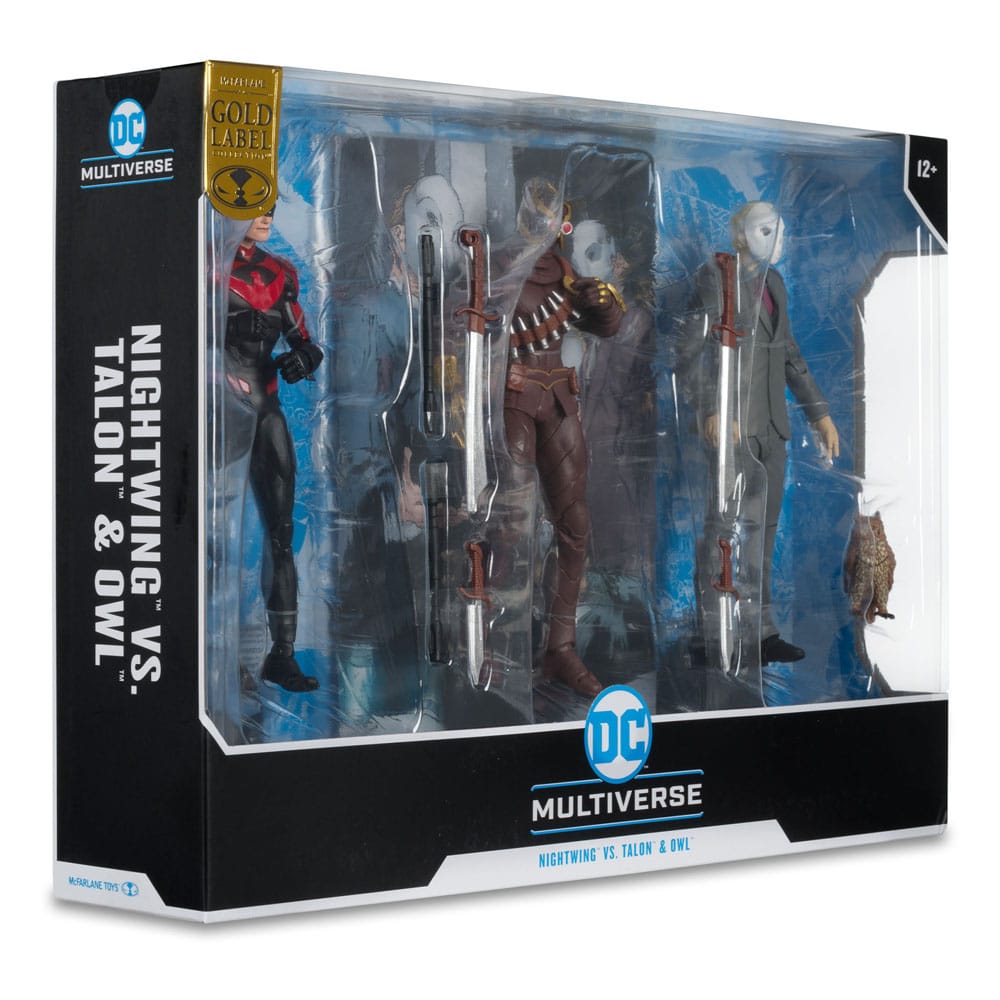 DC Multiverse  3-Pack Nightwing vs. Talon & Owl (Batman: The Court of Owls) (Gold Label) 18 cm