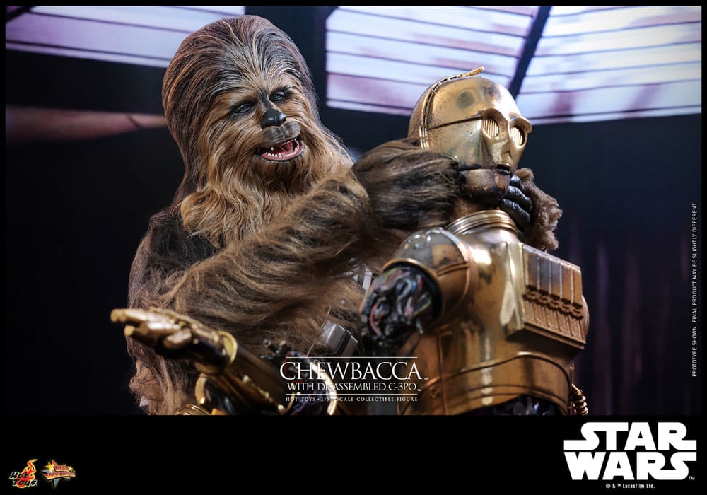 Star Wars Episode V Movie Masterpiece Action Figure 1/6 Chewbacca with Disassembled C-3PO 36 cm