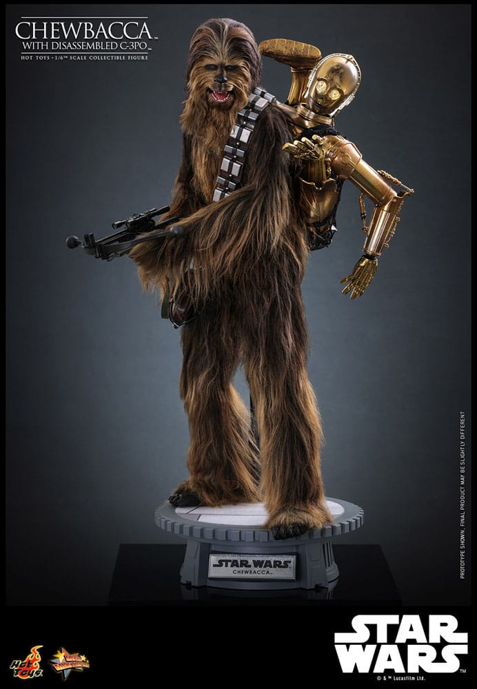 Star Wars Episode V Movie Masterpiece Action Figure 1/6 Chewbacca with Disassembled C-3PO 36 cm