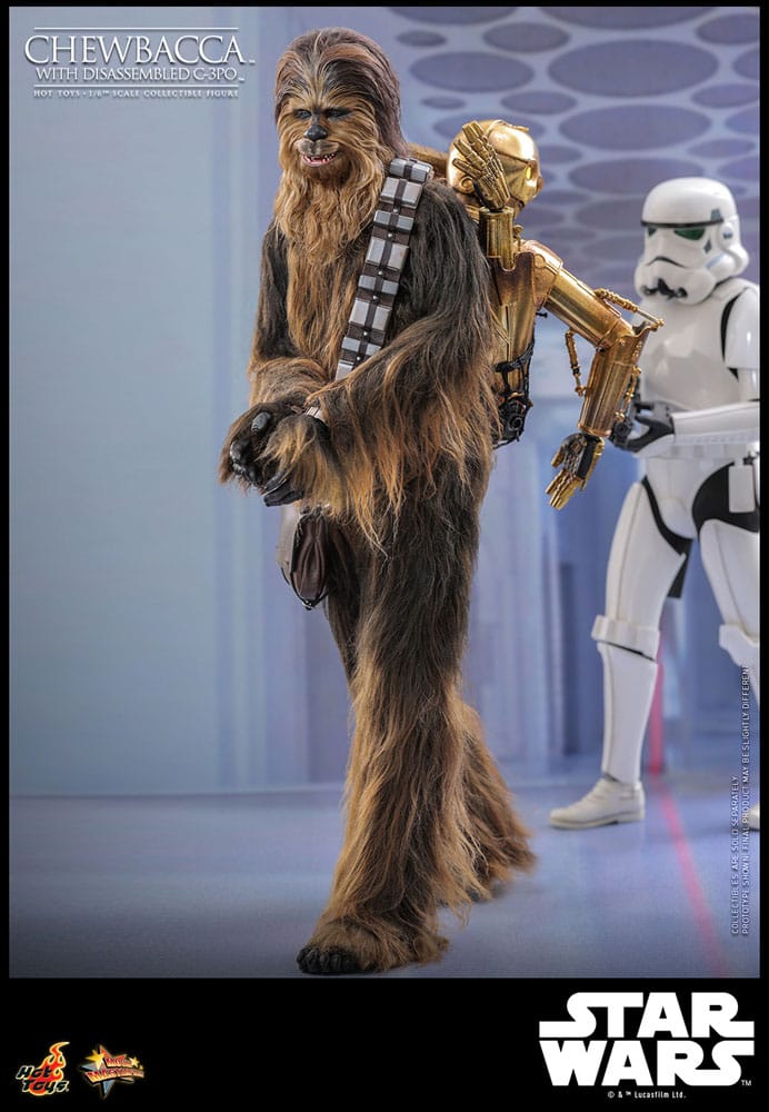 Star Wars Episode V Movie Masterpiece Action Figure 1/6 Chewbacca with Disassembled C-3PO 36 cm