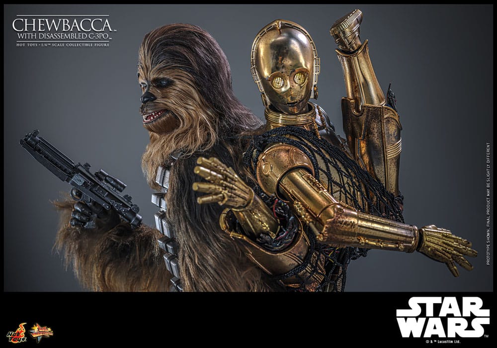 Star Wars Episode V Movie Masterpiece Action Figure 1/6 Chewbacca with Disassembled C-3PO 36 cm