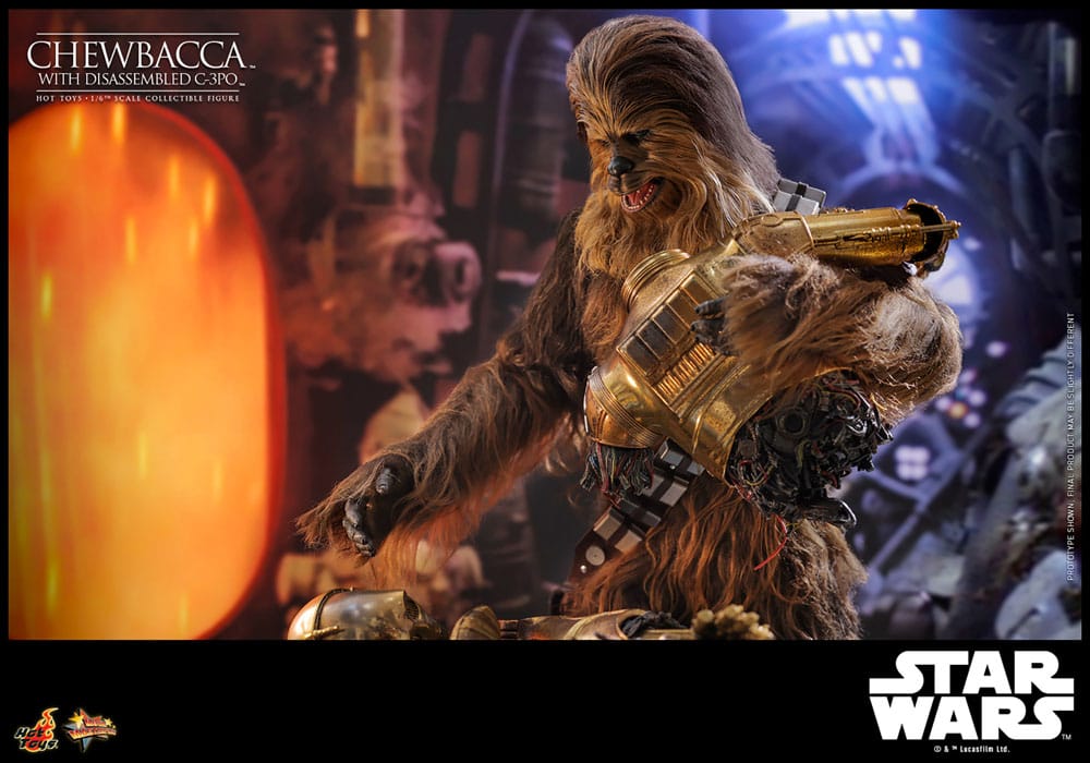 Star Wars Episode V Movie Masterpiece Action Figure 1/6 Chewbacca with Disassembled C-3PO 36 cm