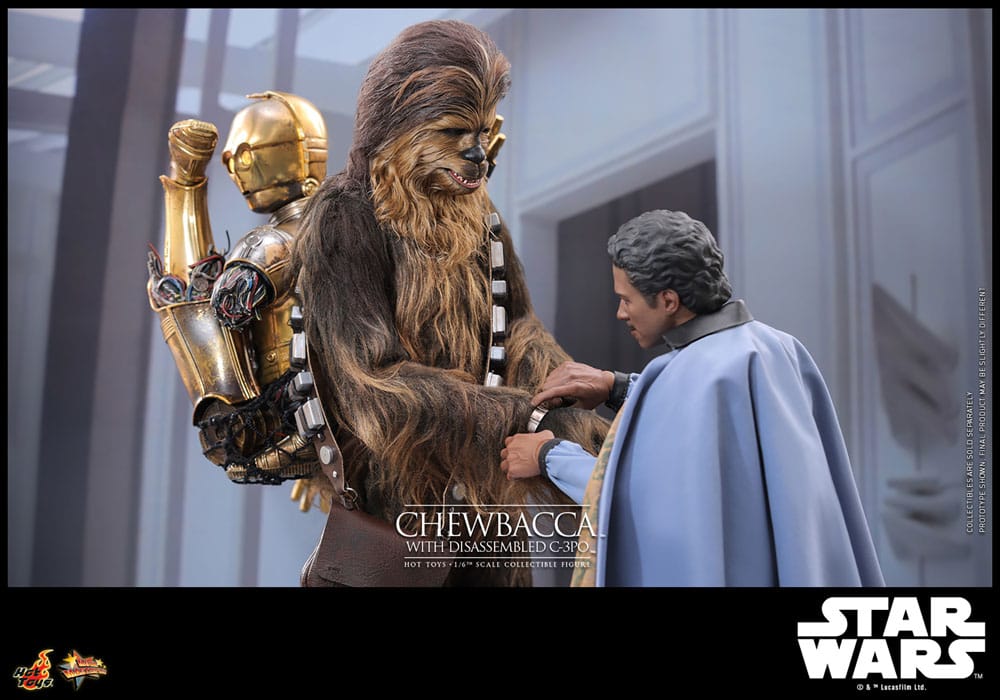 Star Wars Episode V Movie Masterpiece Action Figure 1/6 Chewbacca with Disassembled C-3PO 36 cm