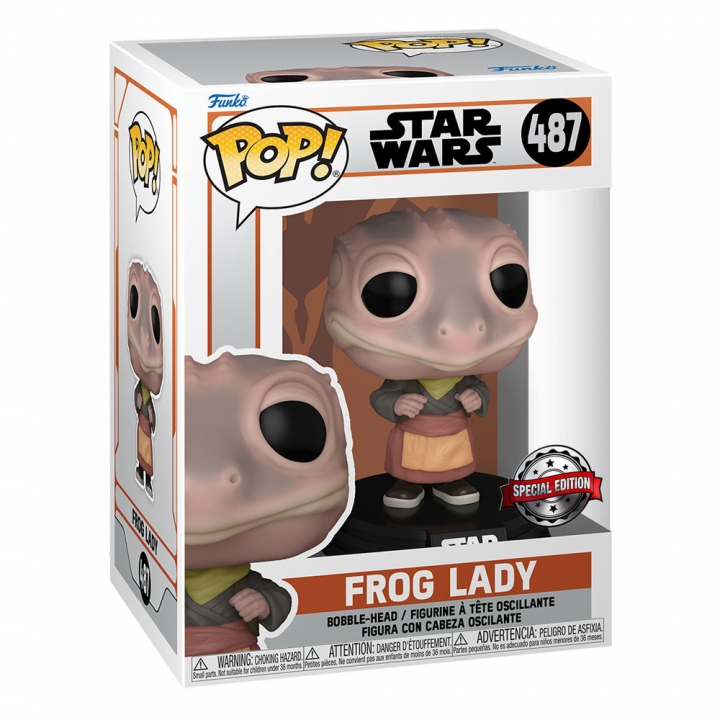 Star Wars The Mandalorian POP! Vinyl Figure Frog Lady / Mando Flying w/Blaster 9 cm