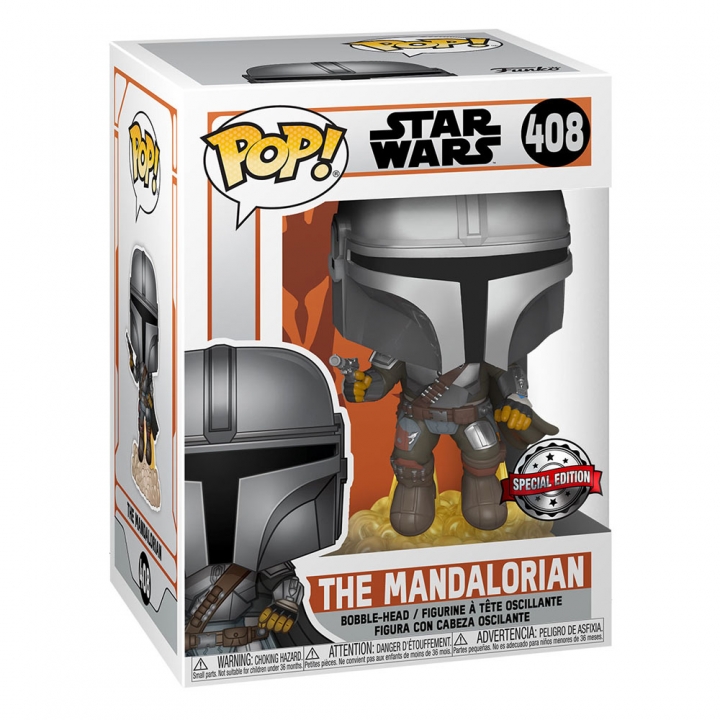 Star Wars The Mandalorian POP! Vinyl Figure Frog Lady / Mando Flying w/Blaster 9 cm