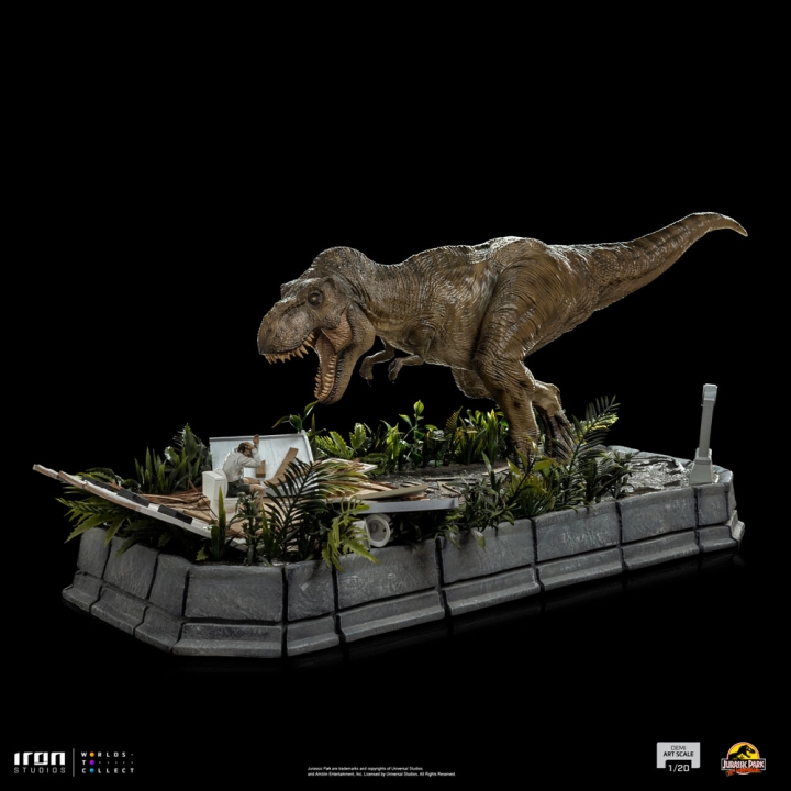 Jurassic Park Demi Art Scale Statue 1/20 T-Rex attacks Donald Gennaro 30 cm