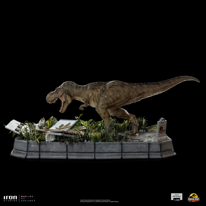 Jurassic Park Demi Art Scale Statue 1/20 T-Rex attacks Donald Gennaro 30 cm