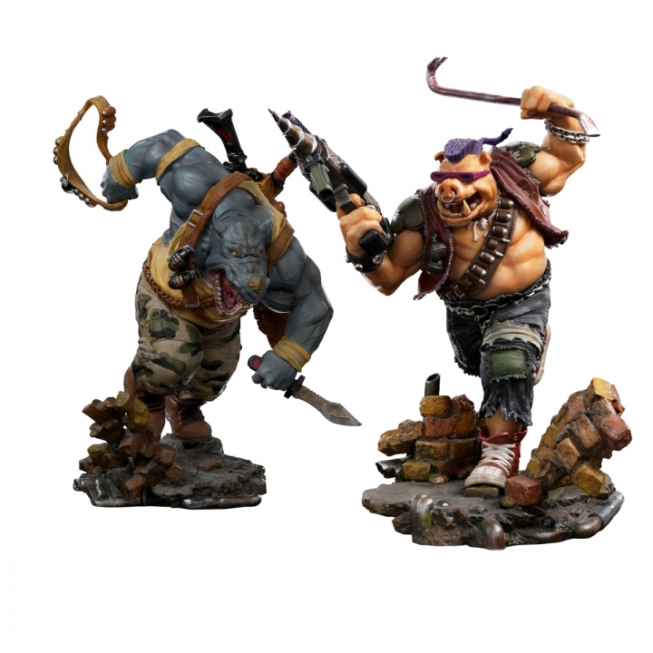 TMNT Battle Diorama Series Scale Statue 1/10 Rocksteady / Bebop 24 cm