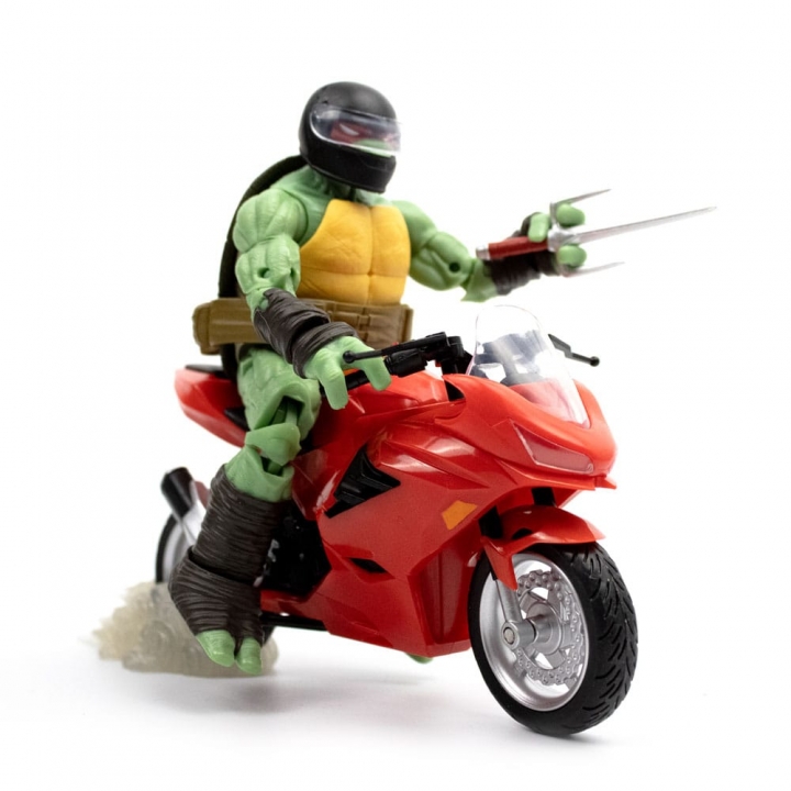 TMNT BST AXN Action Figure with Vehicle Raphael with Motorcycle IDW Comics 13 cm