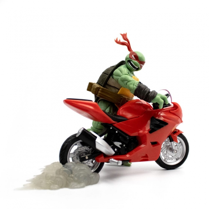 TMNT BST AXN Action Figure with Vehicle Raphael with Motorcycle IDW Comics 13 cm