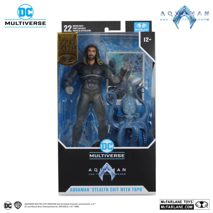 Aquaman and the Lost Kingdom DC Multiverse Aquaman Stealth Suit with Topo Gold Label 18 cm