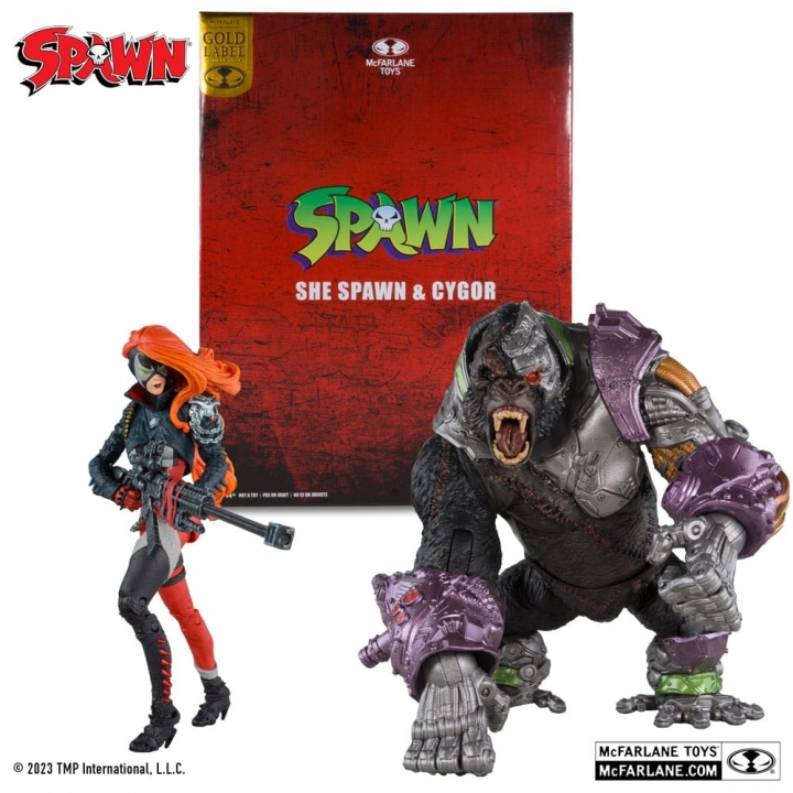 Spawn Action Figures Pack of 2 She Spawn & Cygor Gold Label 18 cm