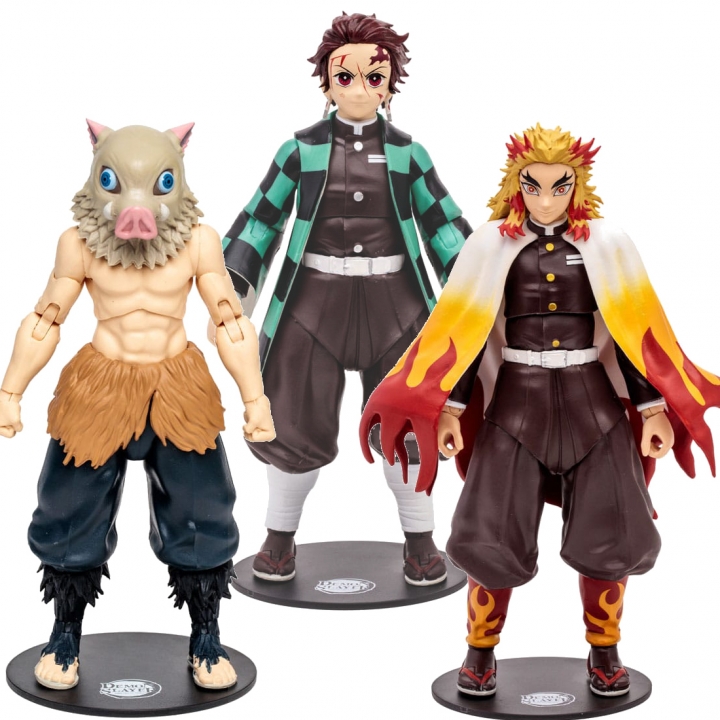 Demon Slayer: Action Figure Hashibira Inosuke / Kyojuro Rengoku / Tanjiro Kamado 18 cm